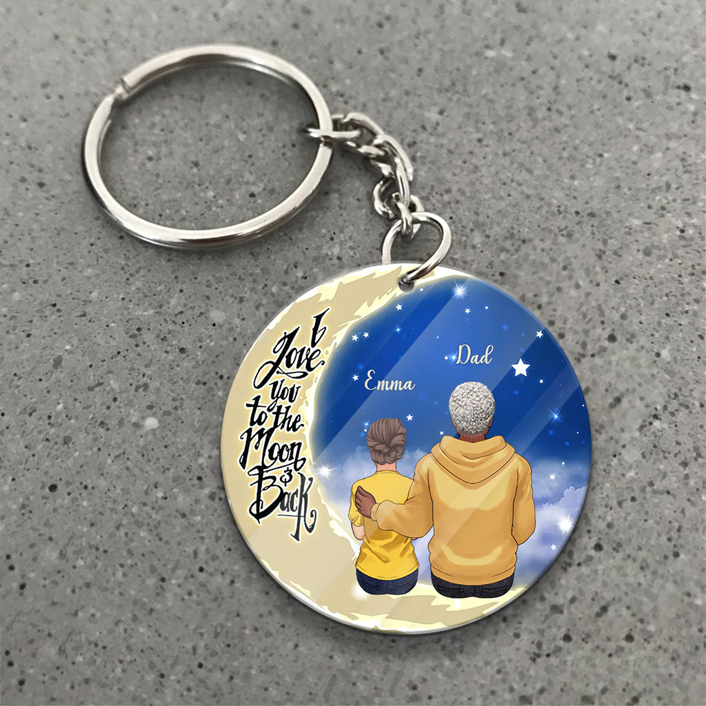 To The Moon And Back - Gift for grandma, mom, dad, grandpa - Personalized Keychain
