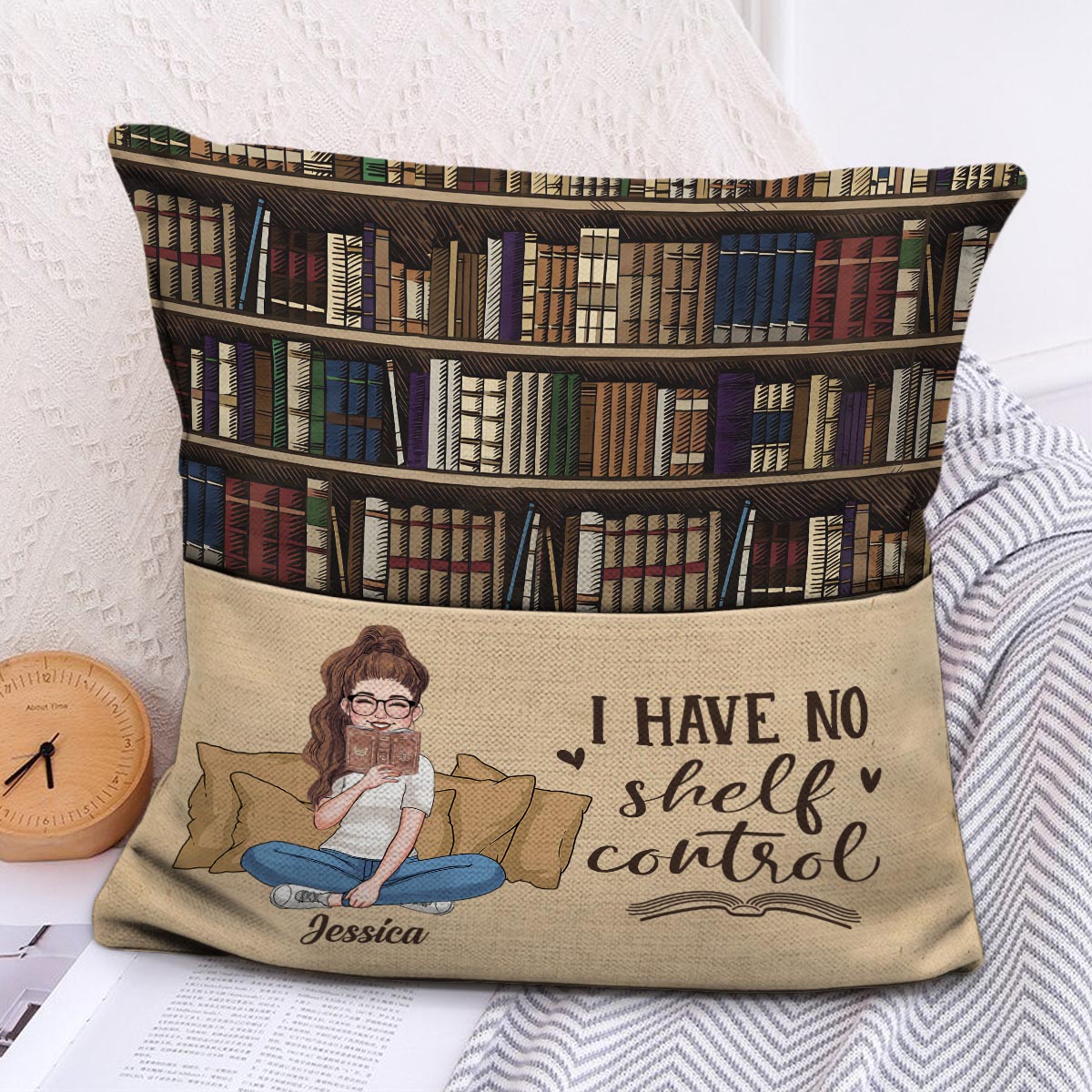 Ich habe keine Regalkontrolle – personalisiertes Buchtaschenkissen