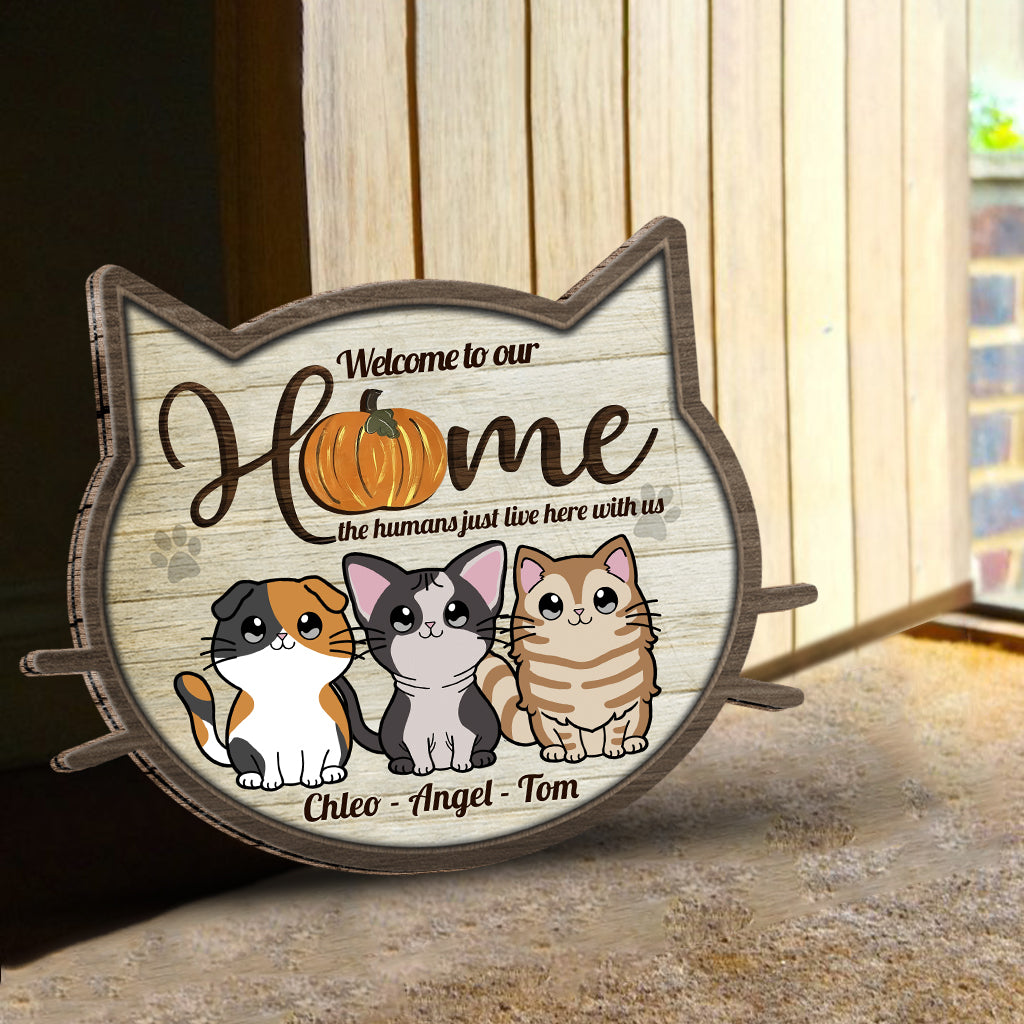 Welcome To Our Home - Personalized Cat Interchangeable Wood Sign
