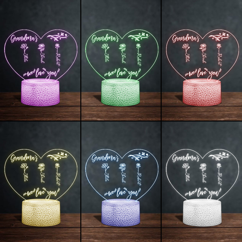 Mom’s Garden - Gift for grandma, mom, aunt, grandpa - Personalized Shaped Plaque Light Base
