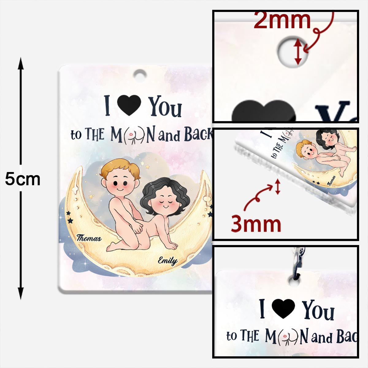 Love You To The Moon And Back - Personalized Couple Keychain