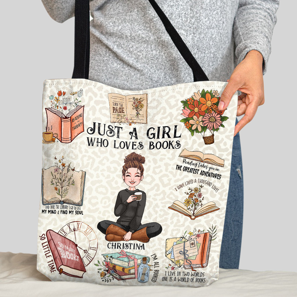 Einfach ein Mädchen, das Bücher liebt – personalisierte Büchertasche