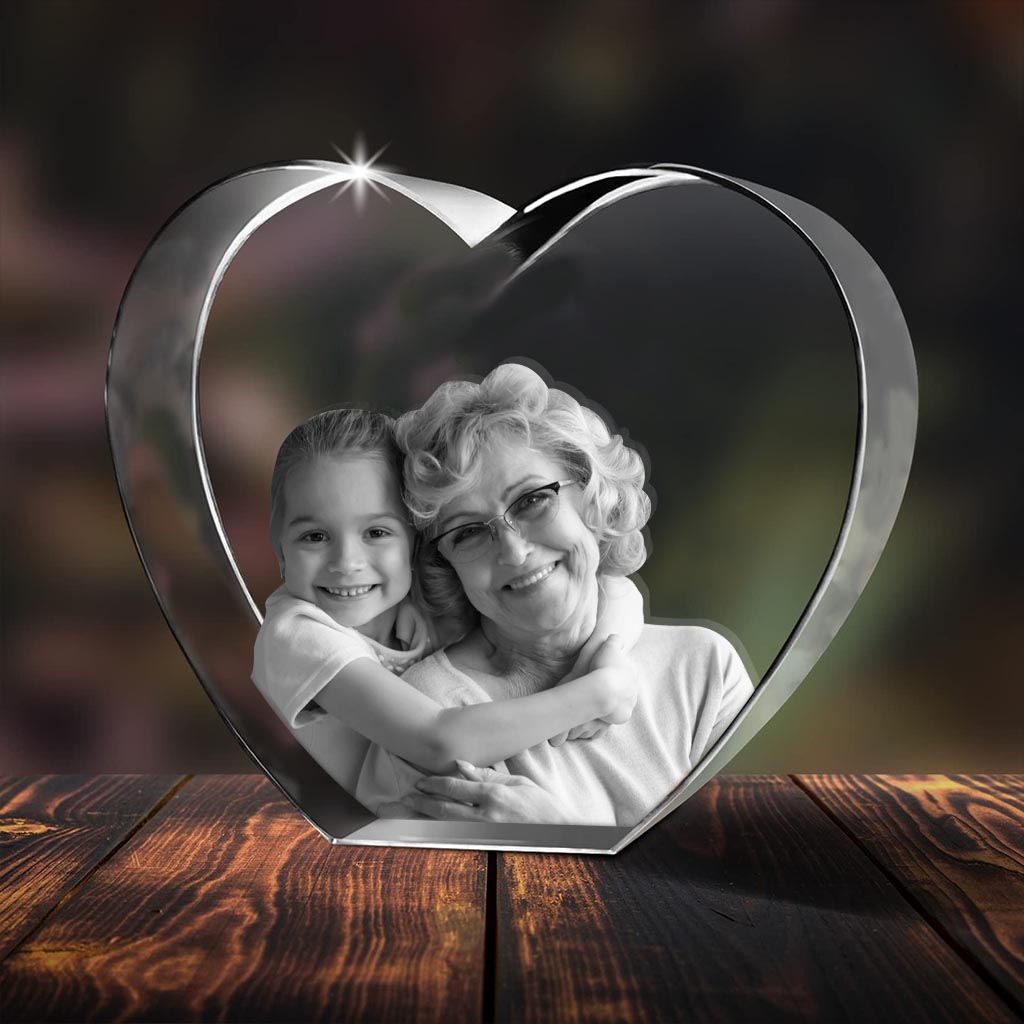 Blessed To Be Called Grandma - Gift for grandma - Personalized Laser Engraving 3D Heart Shaped Crystal Lamp