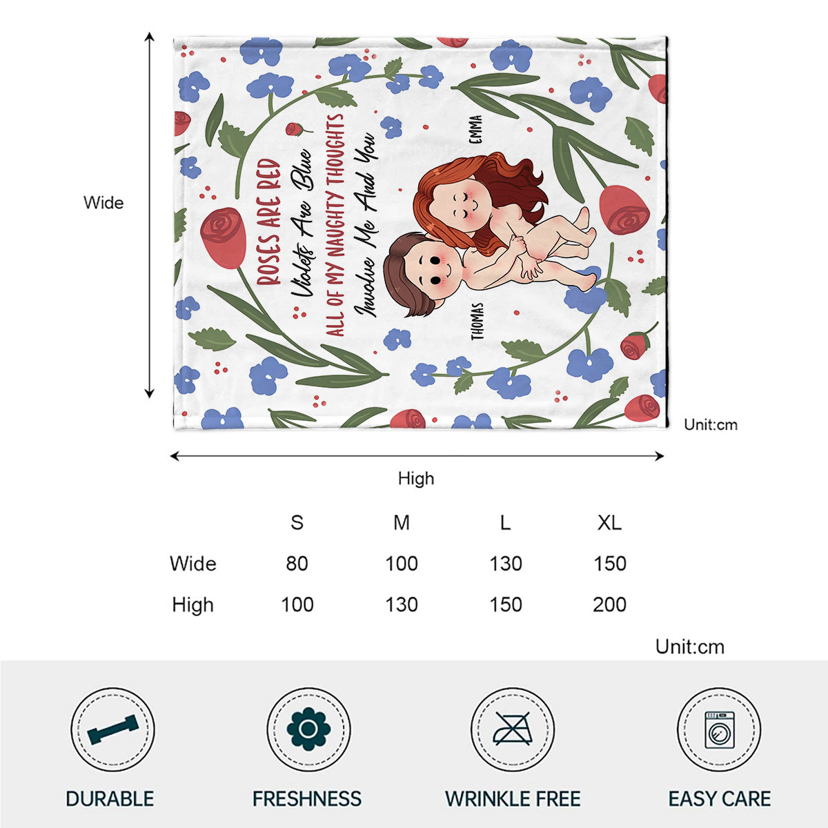 Roses Are Red Violets Are Blue - Personalized Couple Blanket