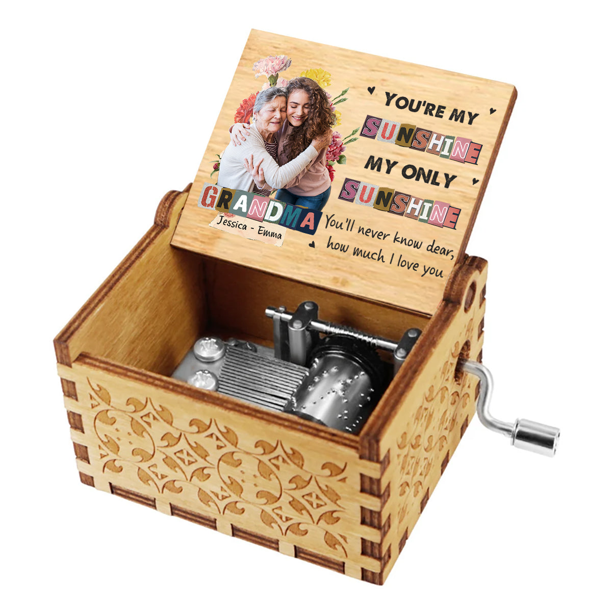 You Are My Sunshine - Gift for mom, grandma - Personalized Hand Crank Music Box