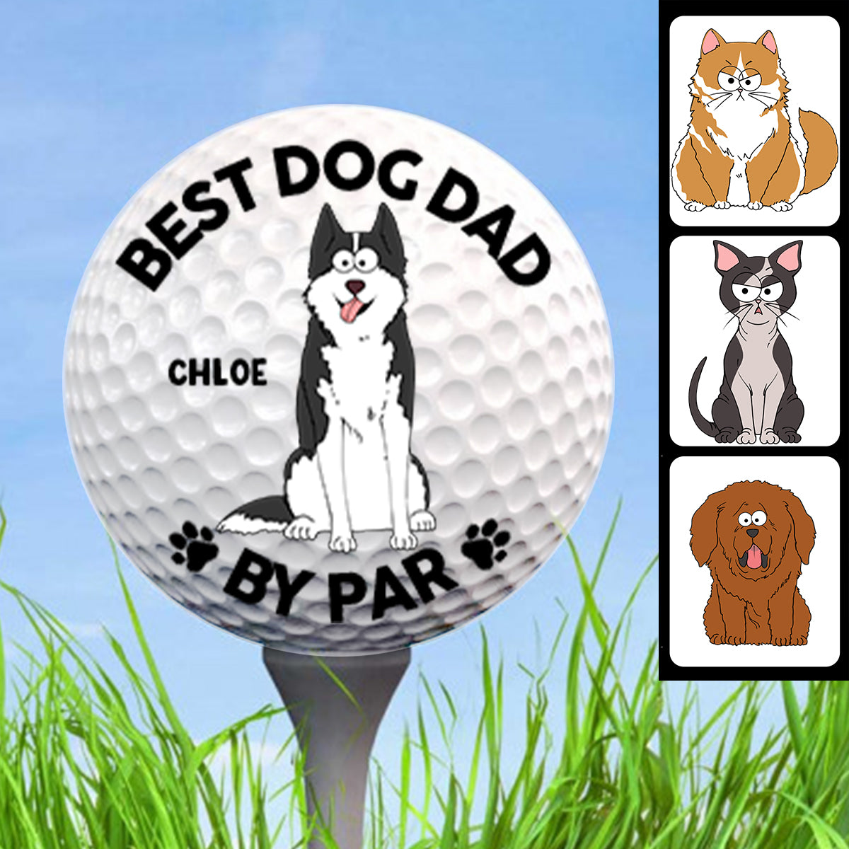 Best Dog Dad By Par - Personalized Golf Ball