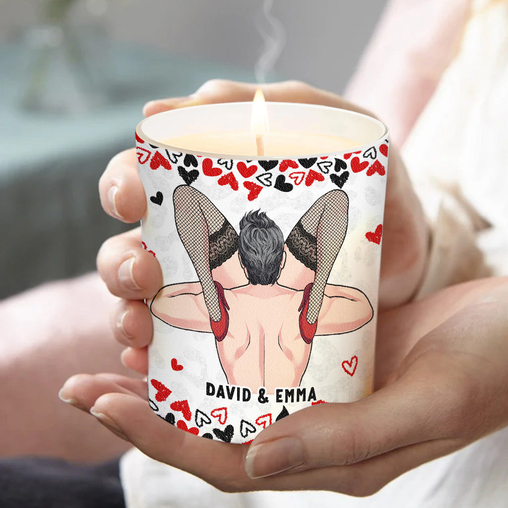 Naughty I Love Your Face - Personalized Couple Candle With Wooden Lid