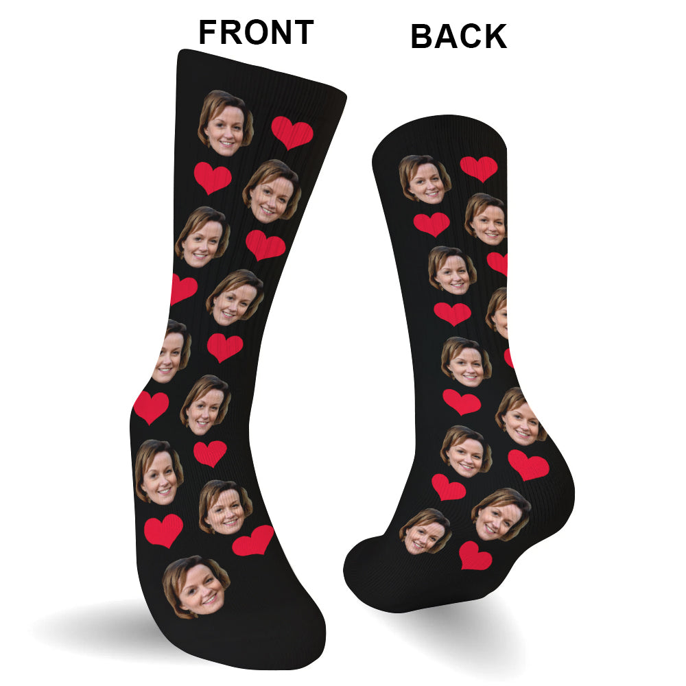 Individuelles Gesichtsherzmuster - Personalisierte Socken für die Tante