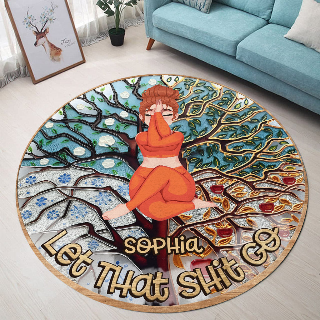 Lass den Scheiß los – Personalisierter runder Yoga-Teppich