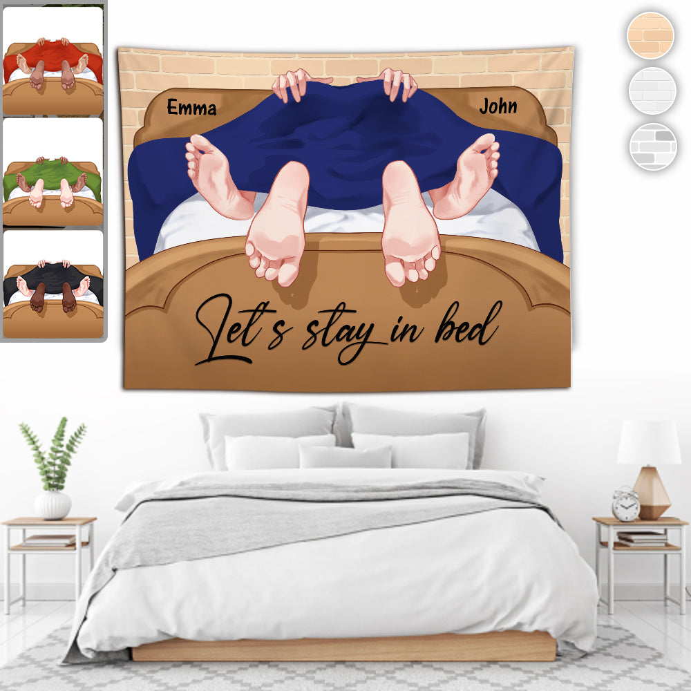 Let's Stay In Bed - Personalized Couple Wall Tapestry