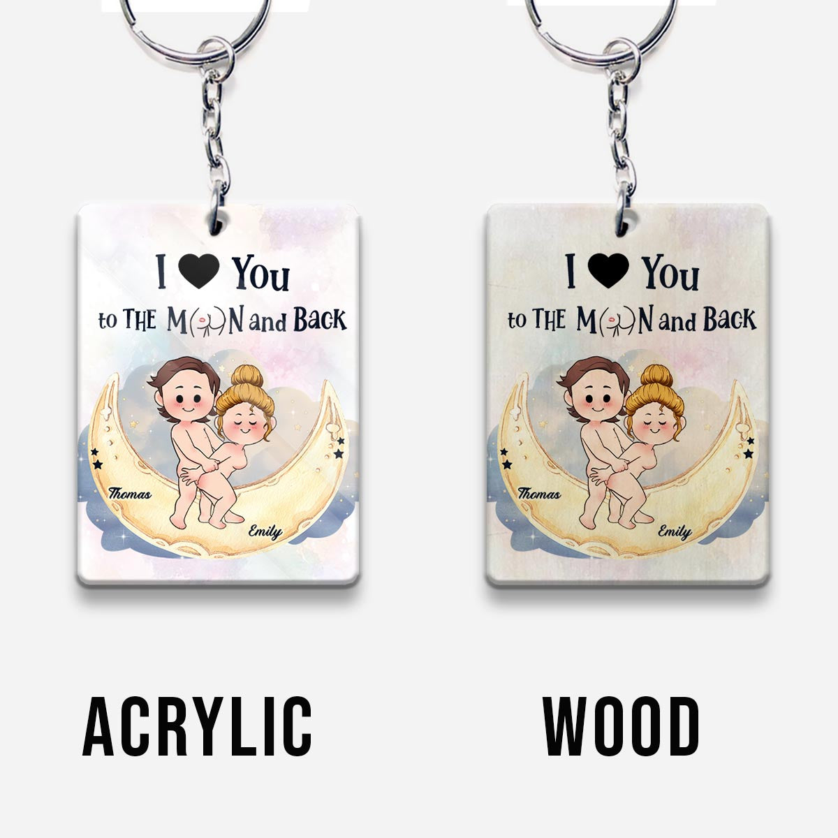 Love You To The Moon And Back - Personalized Couple Keychain