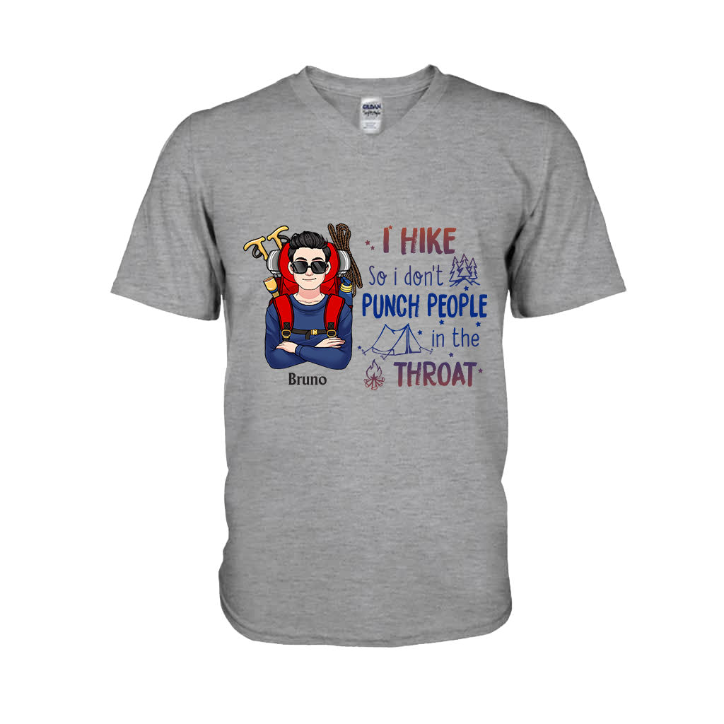 Je fais de la randonnée pour ne pas frapper les gens à la gorge - T-shirt et sweat à capuche de randonnée personnalisés