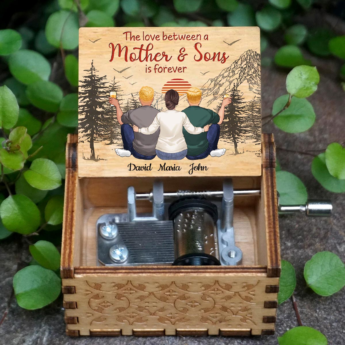 Love Forever - Gift for mom, daughter, son - Personalized Hand Crank Music Box