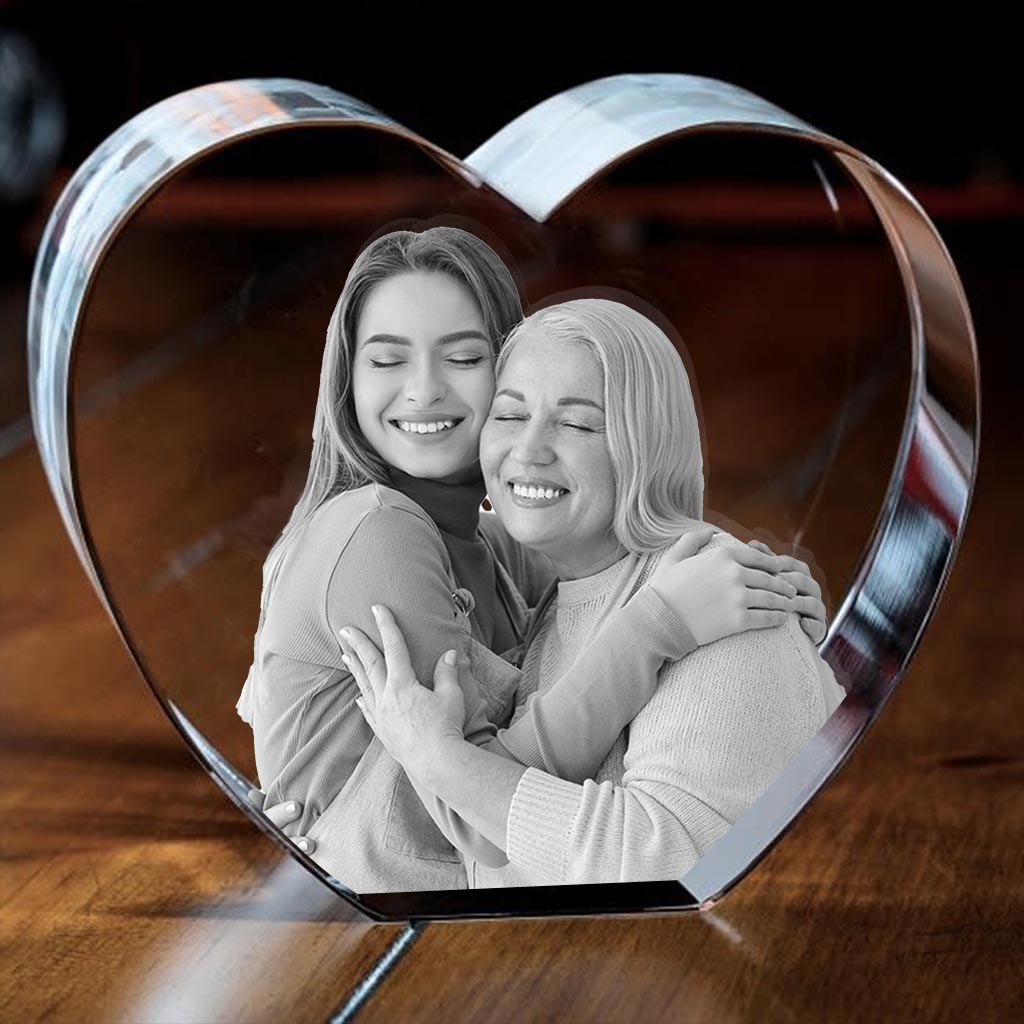Individuelles Foto – Personalisierte Lasergravur für Stiefmutter, 3D-Herz-Kristalllampe