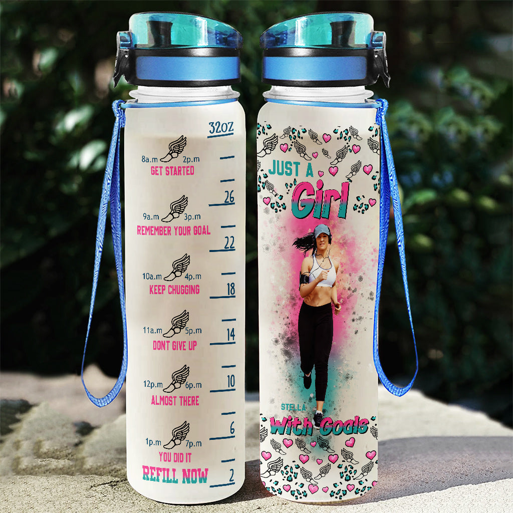 Juste une fille avec des objectifs - Gourde de suivi d'hydratation personnalisée pour la course à pied