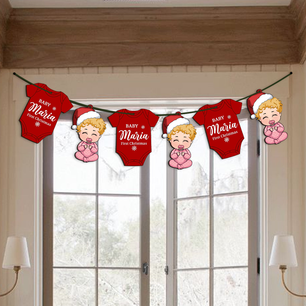 Guirlande personnalisée de 6 pièces pour le premier Noël de bébé - Cadeau de naissance