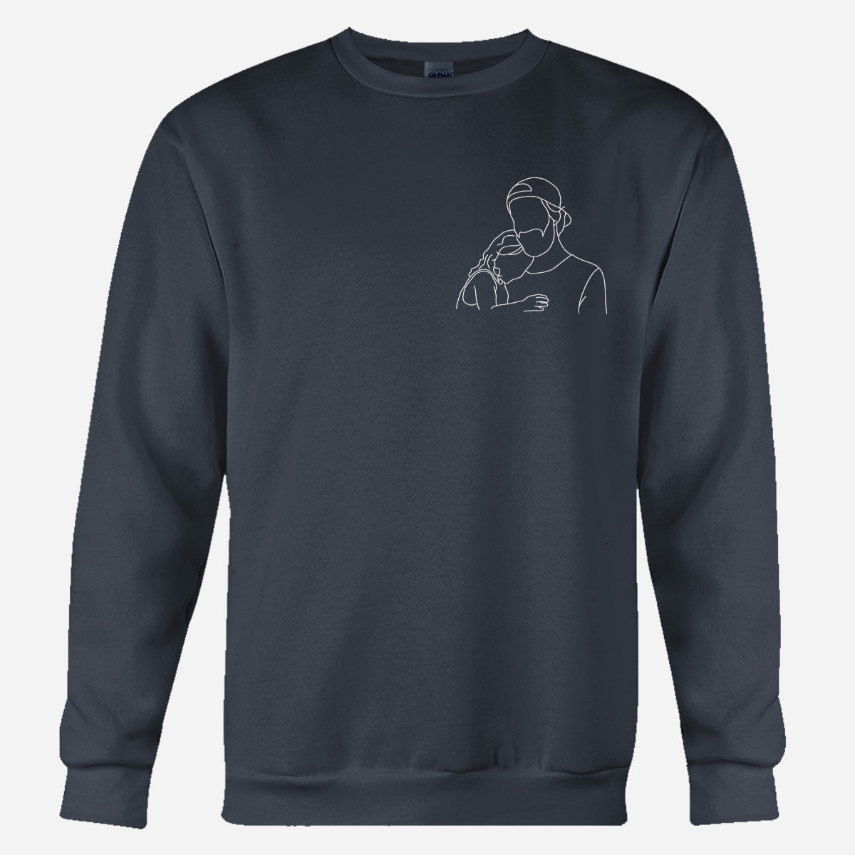 Individuelle Strichzeichnung – Personalisierter bestickter Pullover für Stiefväter