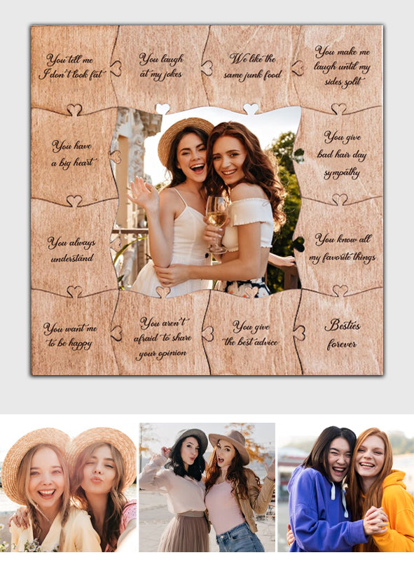 Pourquoi je t'aime, ma meilleure amie ? - Puzzle en bois personnalisé avec photo de ma meilleure amie