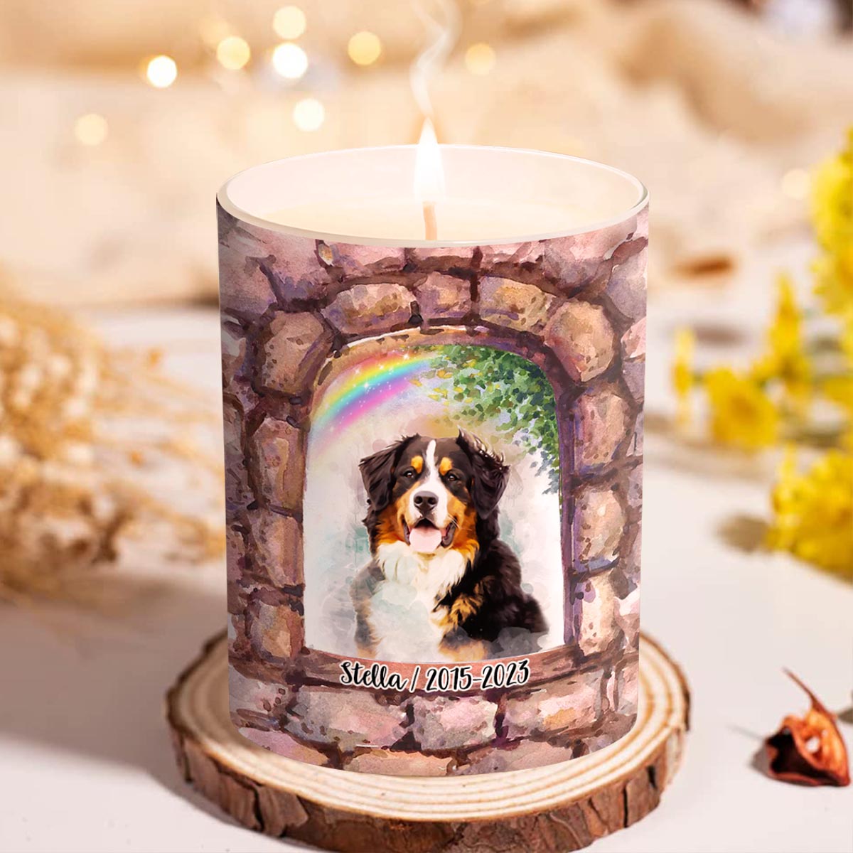 Nicht mehr an meiner Seite – Personalisierte Hundekerze mit Holzdeckel