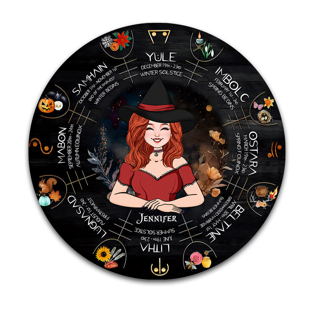Wheel Of The Year - Personalized Witch Round Metal Sign