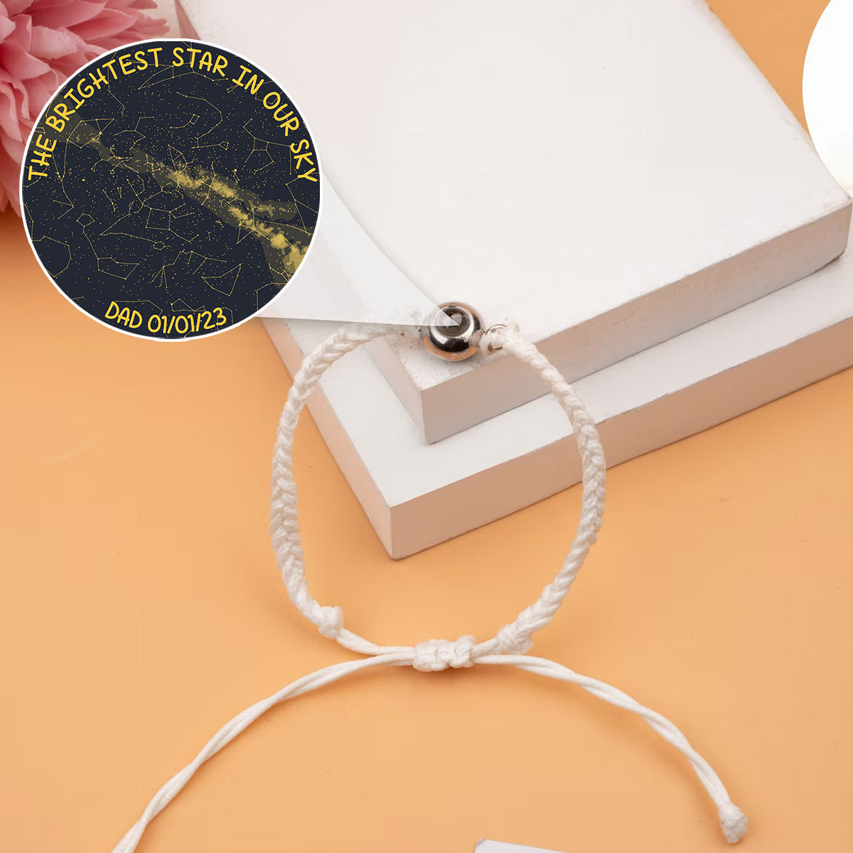 The Brightest Star In Our Sky Custom Starmap Memorial - Memorial gift for loss of dog, cat - Personalized Projection Bracelet