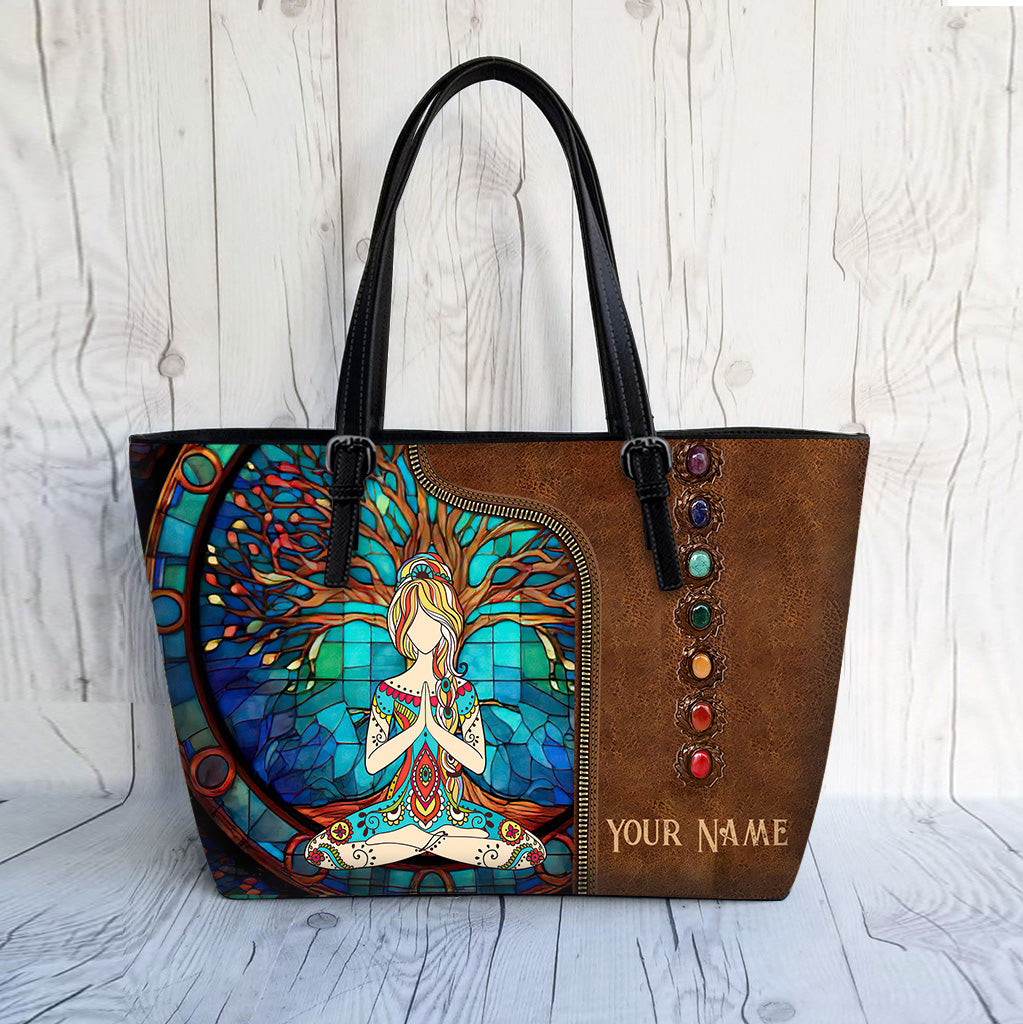 Namaste Green - Sac de yoga personnalisé en cuir