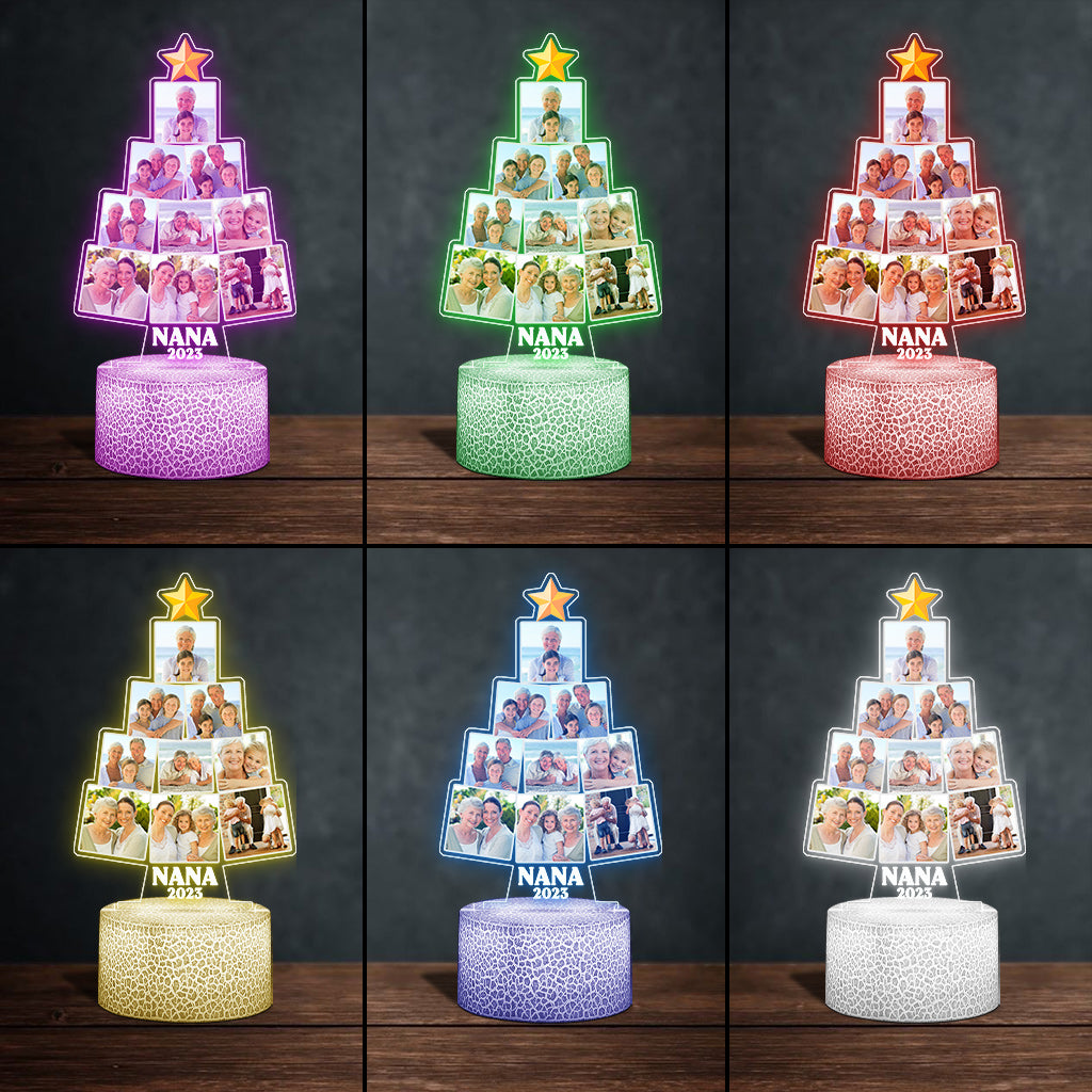 Sapin de Noël en photo - Cadeau pour grand-mère, épouse, maman, elle - Plaque lumineuse personnalisée