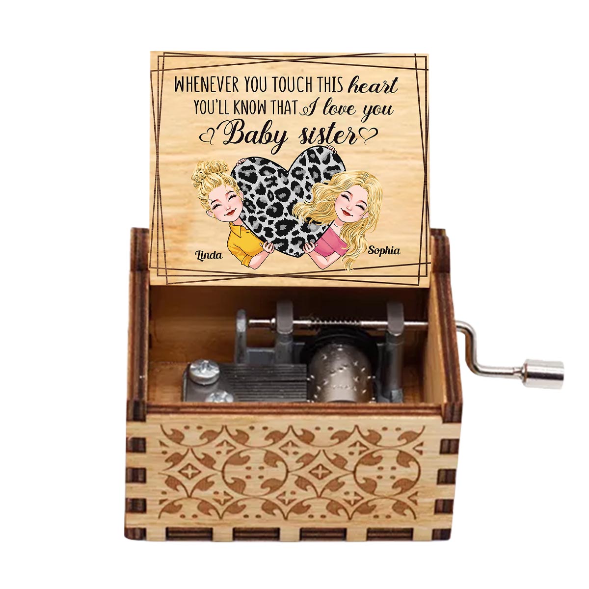 Whenever You Touch This Heart - Gift for mom, grandma, grandpa, daughter, son, granddaughter, grandson, wife, husband, dad, aunt, uncle, sister, brother - Personalized Hand Crank Music Box
