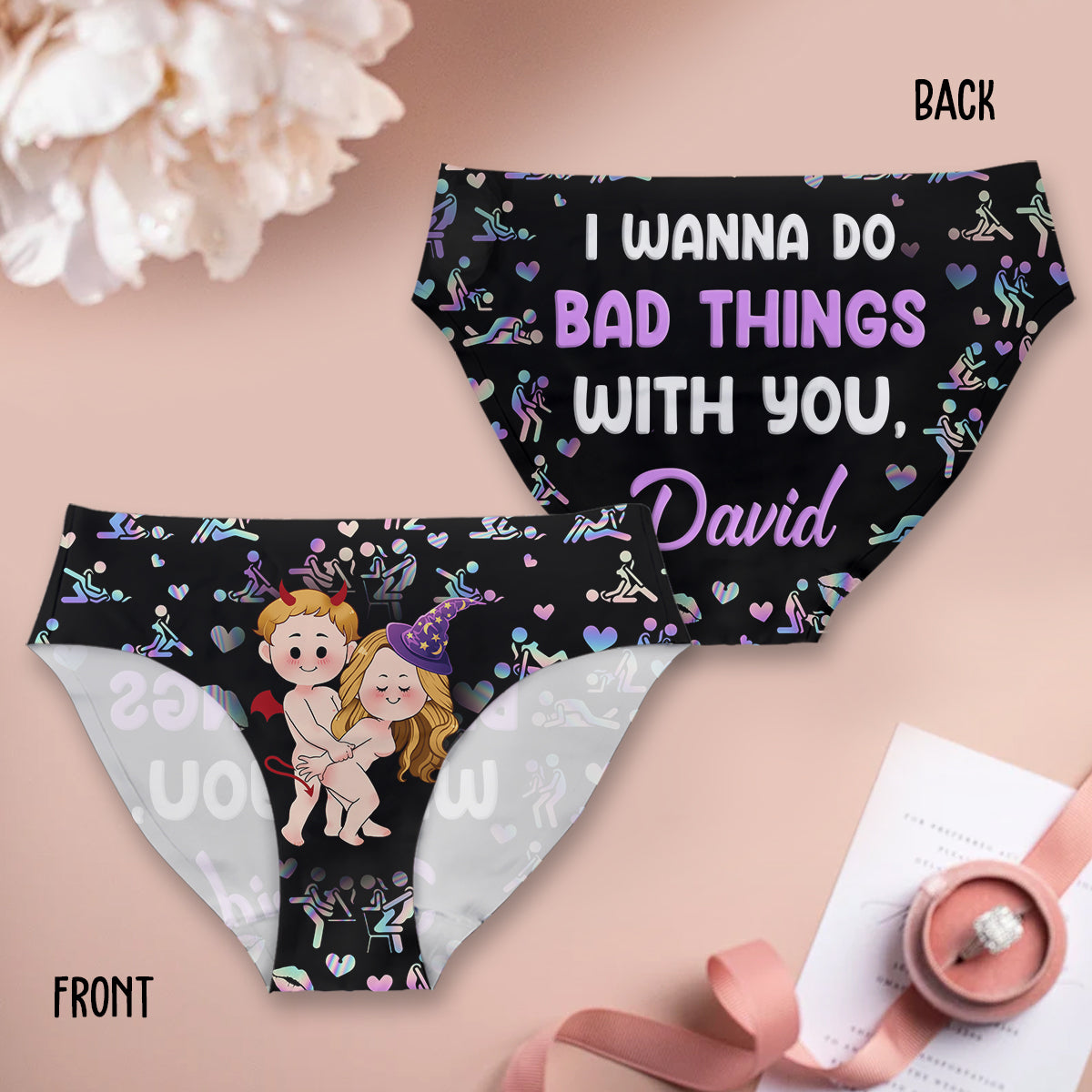 I Wanna Do Bad Things With You - Personalized Couple Women Briefs