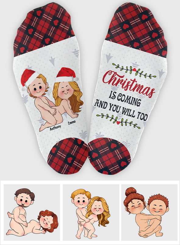 Christmas Is Coming - Personalized Couple Socks