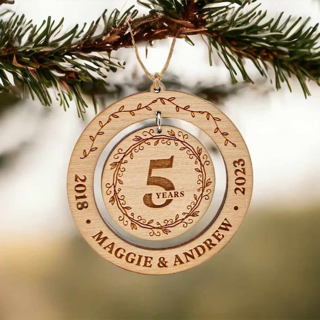 Happy Anniversary - gift for girlfriend, boyfriend - Personalized 2 Piece Wooden Ornament