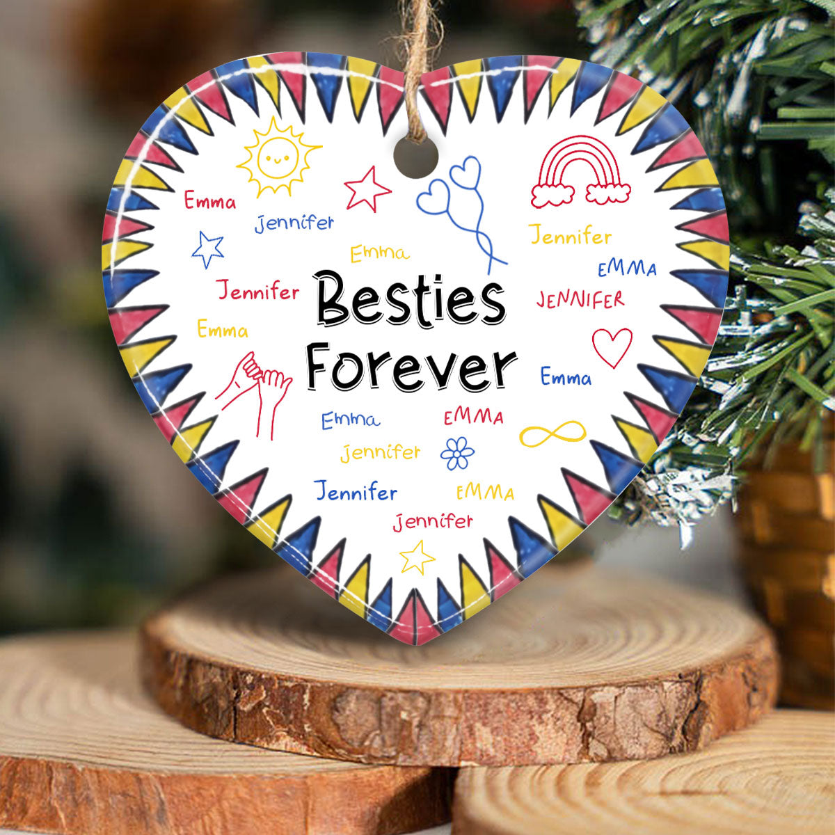 Für immer beste Freundinnen – Geschenk für die Freundin – Personalisierter Keramikherz-Anhänger