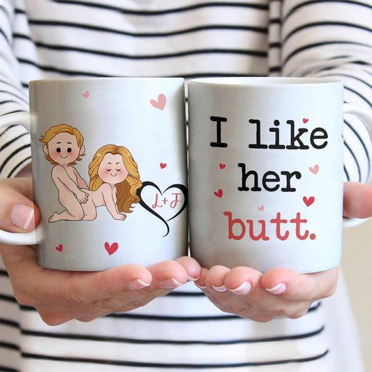 I Like His Beard I Like Her Butt - Personalized Couple Mug
