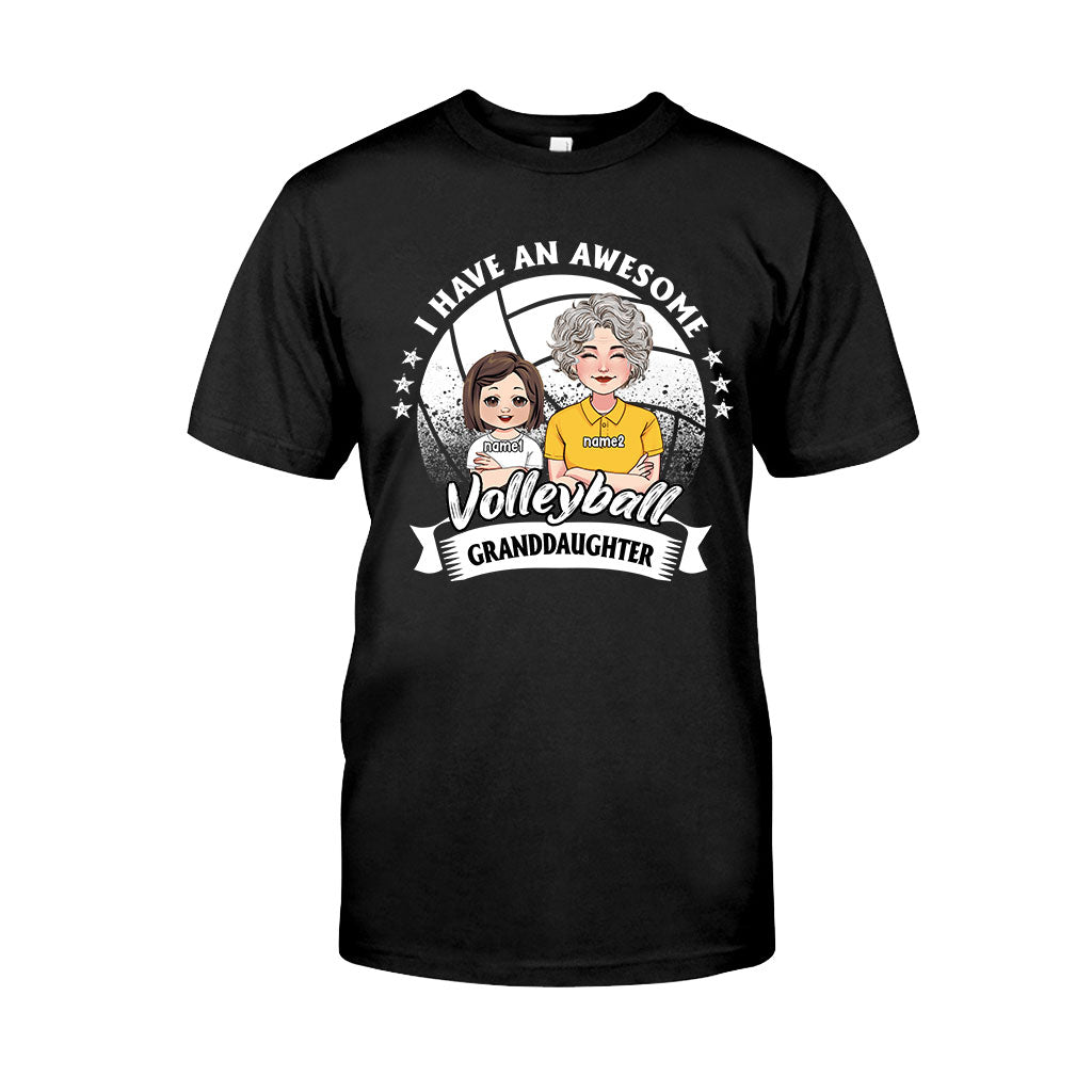 Awesome Volleyball Granddaughter - Personalized Volleyball T-shirt And Hoodie