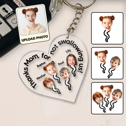 Thanks Mom For Not Swallowing Us - Personalized Mother Transparent Keychain