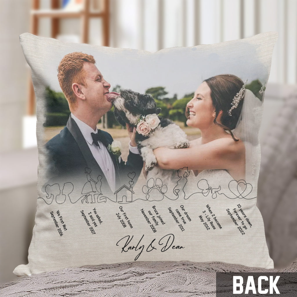 Our Story So Far - Personalized Husband And Wife Throw Pillow