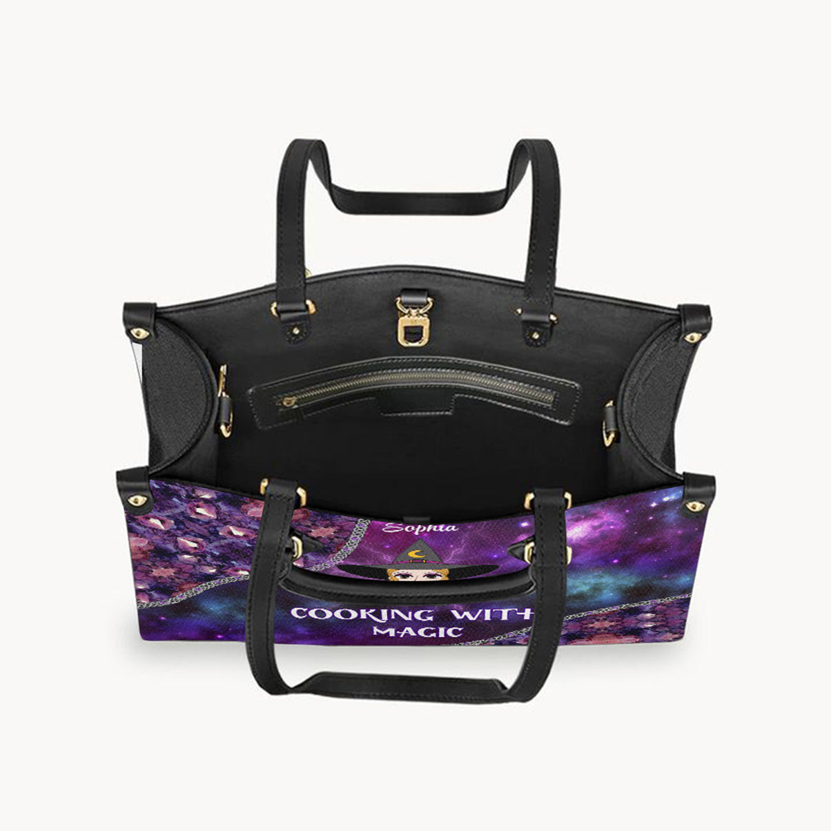 Cooking With Magic - Personalized Witch Leather Handbag