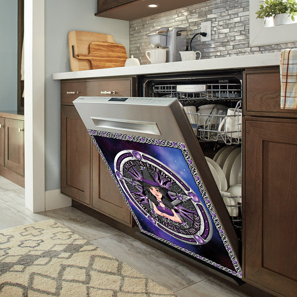 Check Ya Energy - Personalized Witch Dishwasher Cover