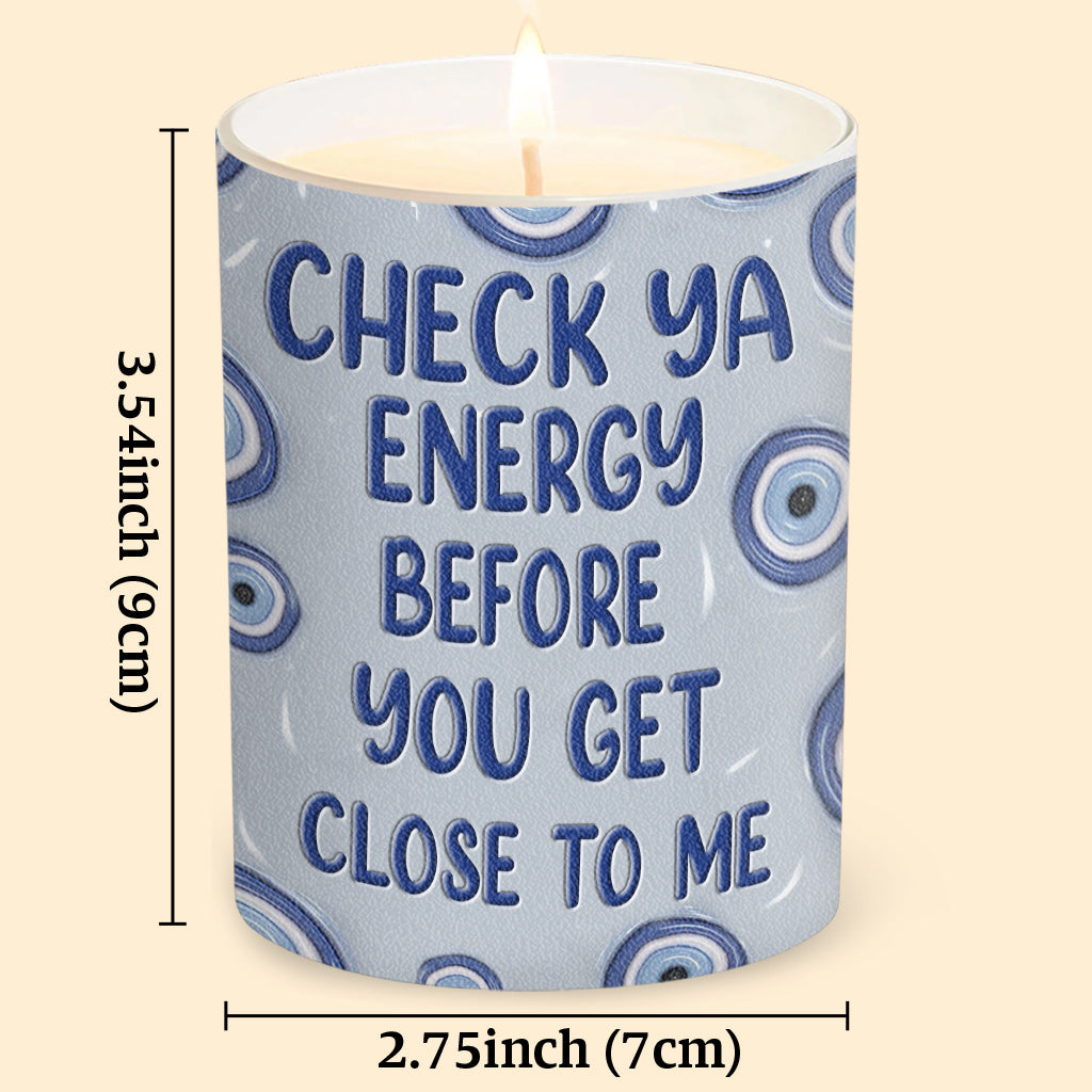 Check Ya Energy - Personalized Witch Candle With Wooden Lid