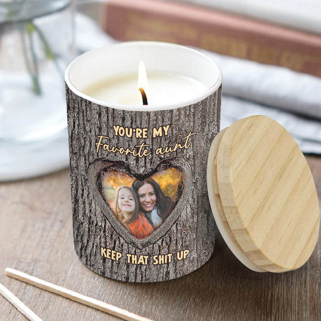 Tu es ma tante préférée - Cadeau pour tante - Bougie personnalisée avec couvercle en bois