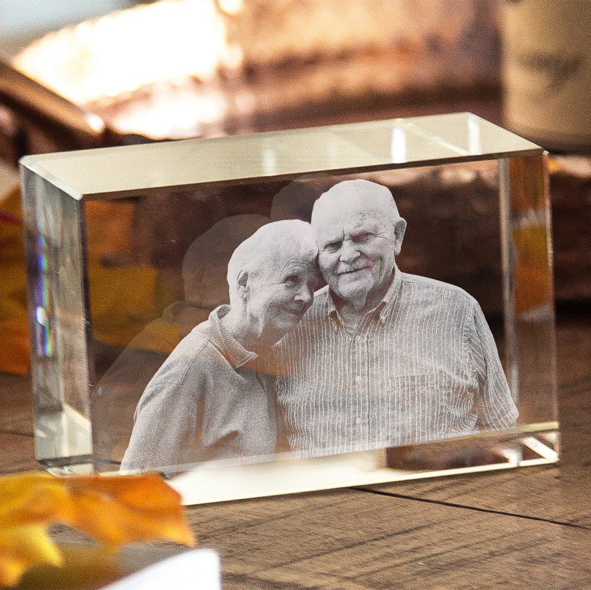 Custom Photo - Personalized Memorial Laser Engraving 3D Cuboid Shaped Crystal Lamp