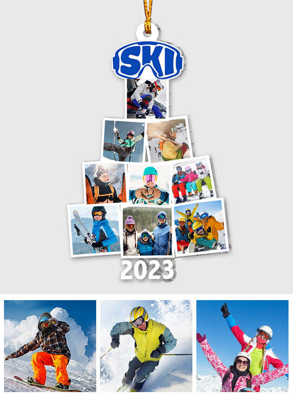 Merry Christmas - Personalized Skiing Transparent Ornament