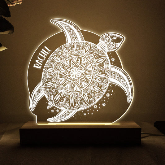 Love Turtle - Personalized Turtle Shaped Plaque Light Base