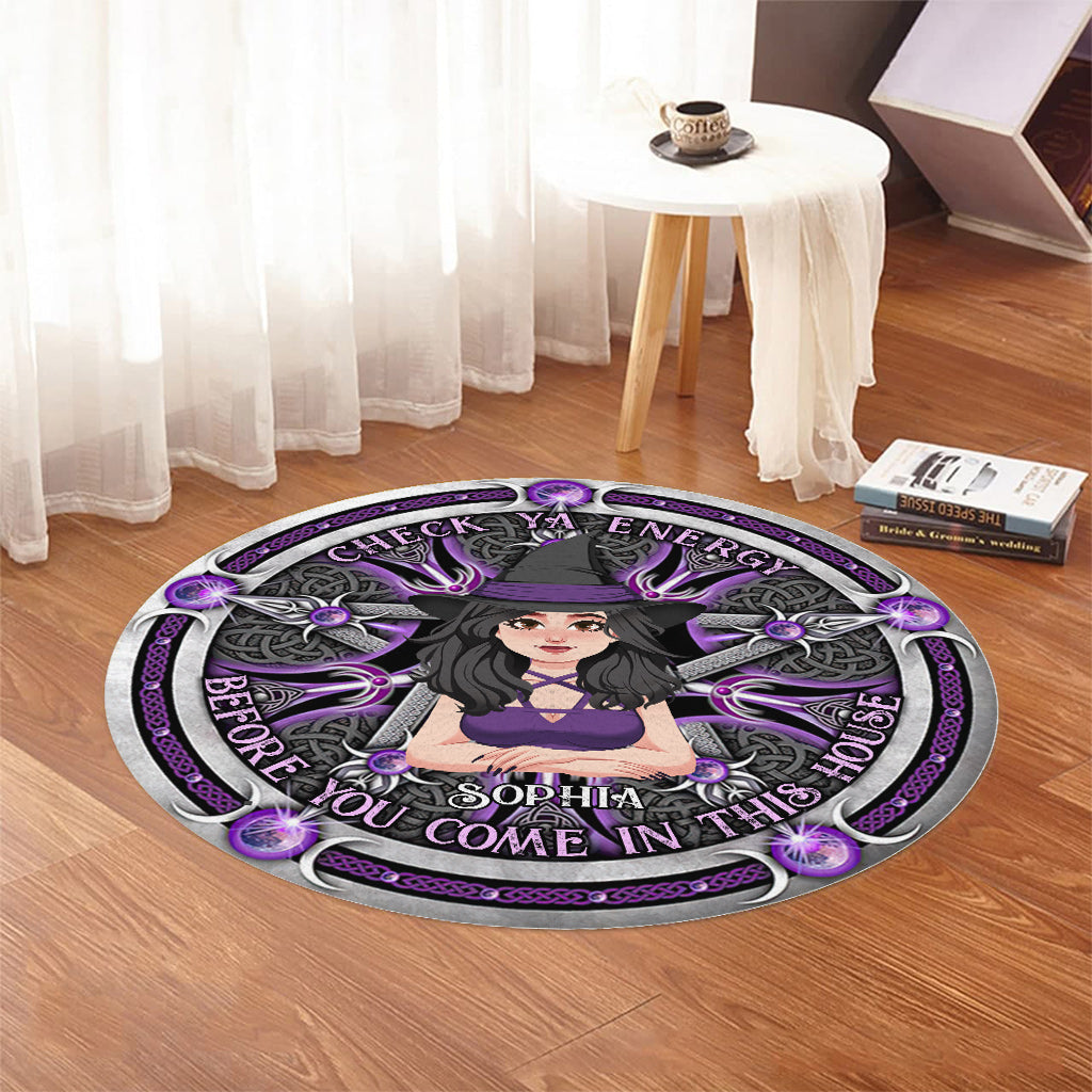Check Ya Energy - Personalized Witch Round Rug