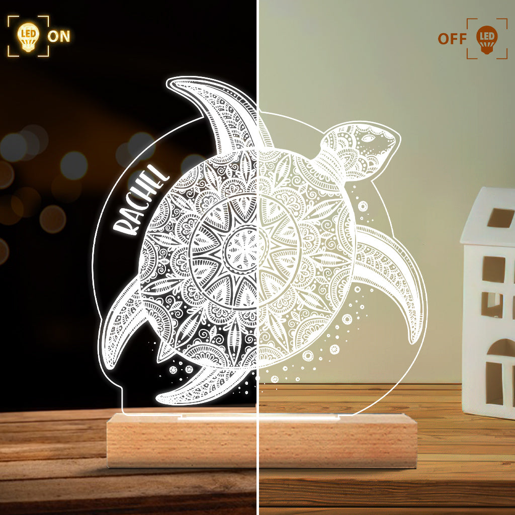 Love Turtle - Personalized Turtle Shaped Plaque Light Base