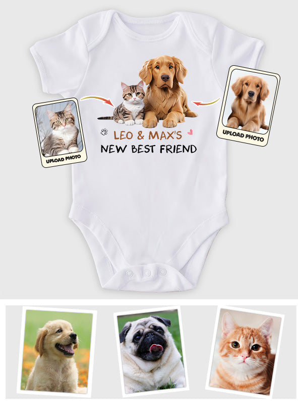 Photo de votre animal de compagnie dessinée personnalisée - Cadeau de naissance - Body bébé personnalisé