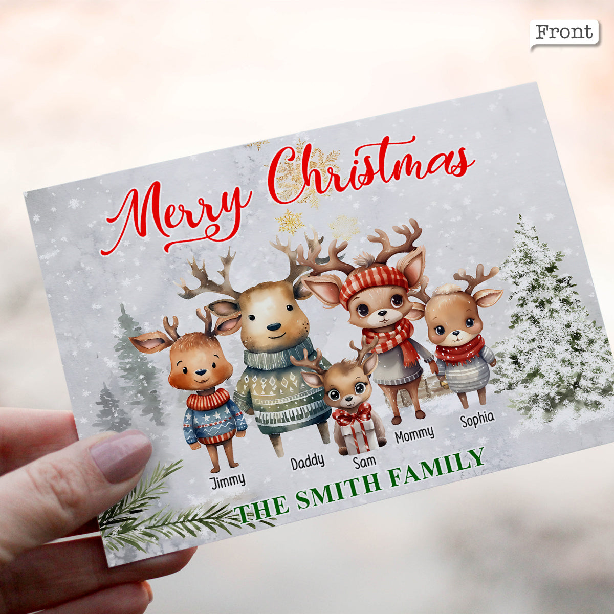 Joyeux Noël - Carte de vœux familiale personnalisée