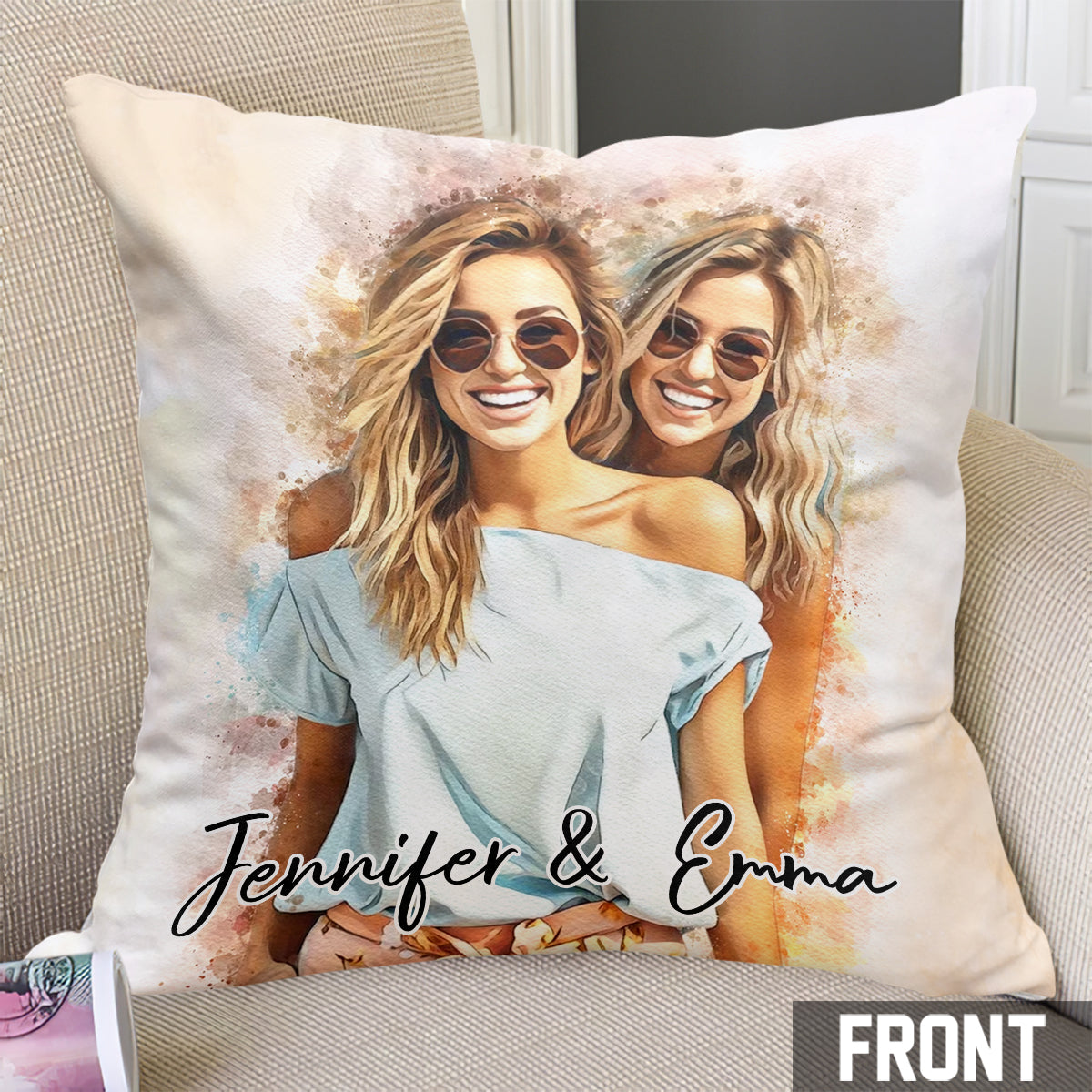 Gros câlin - Coussin décoratif personnalisé pour frères et sœurs