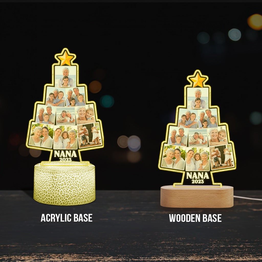 Sapin de Noël en photo - Cadeau pour grand-mère, épouse, maman, elle - Plaque lumineuse personnalisée