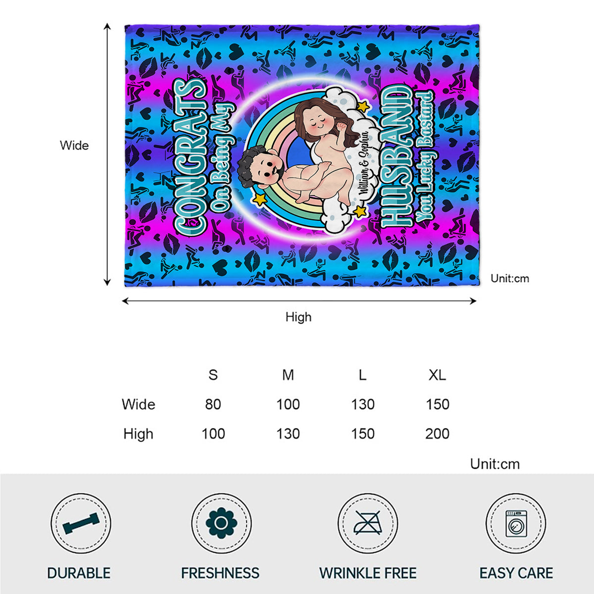 Congrats On Being My Husband - Personalized Husband And Wife Blanket